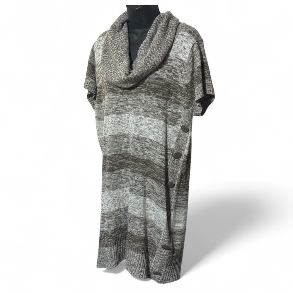 Extra Touch Gray Cowl Neck Sweater Dress - 2x